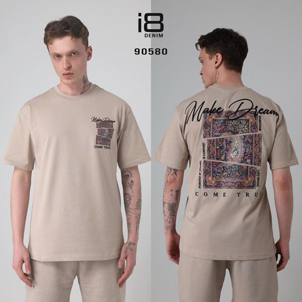 Футболка Three Black (S-XL) 90580 beige (лето)