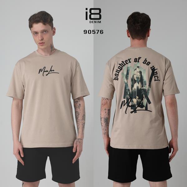 Футболка Three Black (S-XL) 90576 beige (лето)