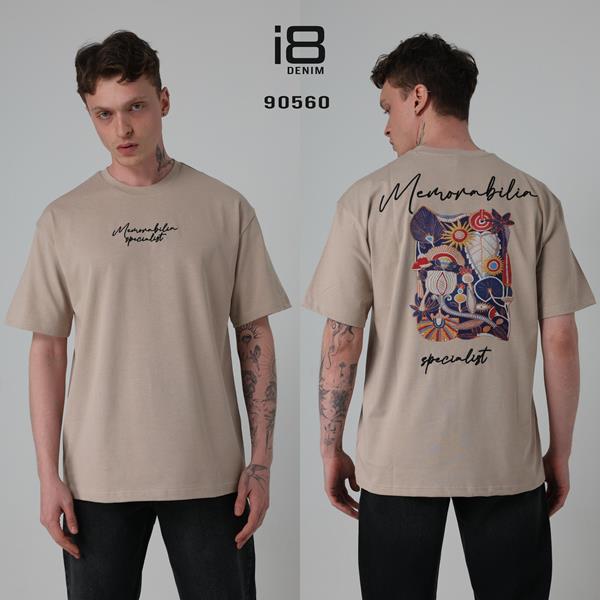 Футболка Three Black (S-XL) 90560 beige (лето)