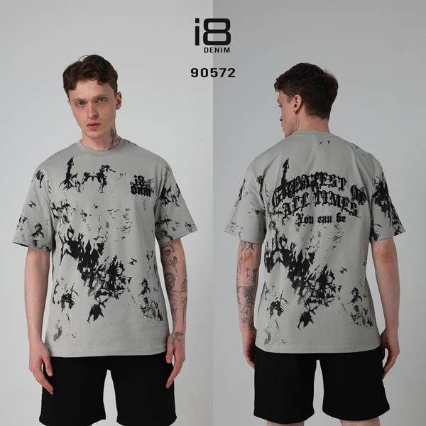 Футболка Three Black (S-XL) 90572 grey (лето)