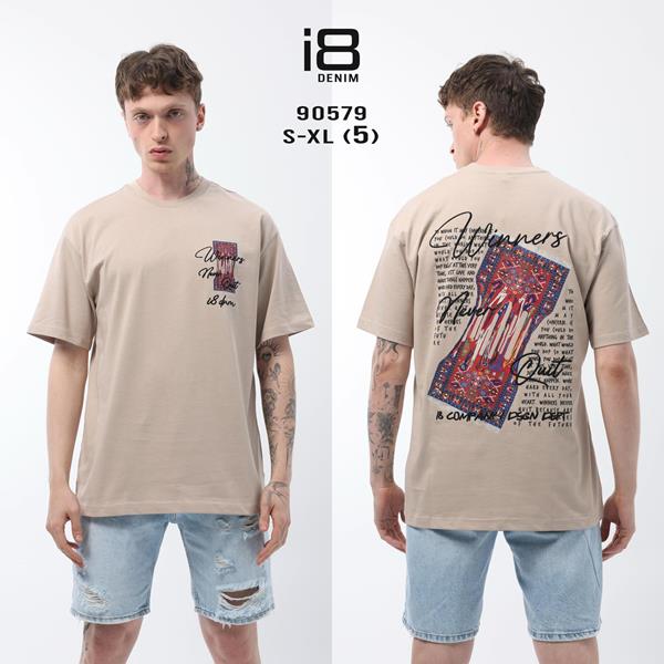 Футболка Three Black (S-XL) 90579 beige (лето)