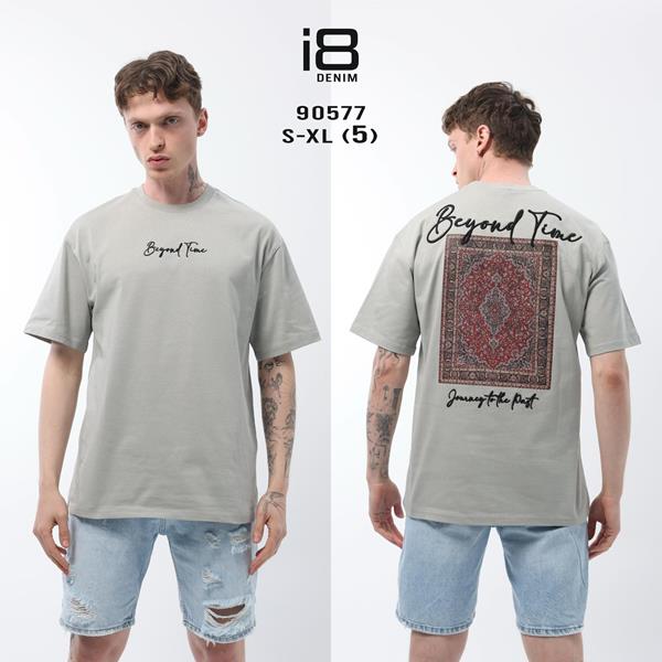 Футболка Three Black (S-XL) 90577 grey (лето)