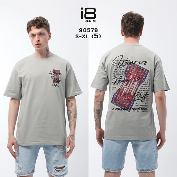 Футболка Three Black (S-XL) 90579 grey (лето)