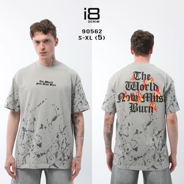 Футболка Three Black (S-XL) 90562 grey (лето)