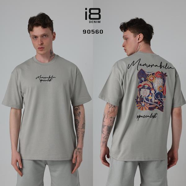 Футболка Three Black (S-XL) 90560 grey (лето)