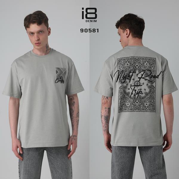 Футболка Three Black (S-XL) 90581 grey (лето)