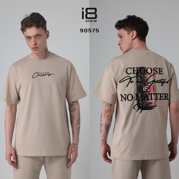 Футболка Three Black (S-XL) 90575 beige (лето)