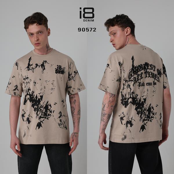 Футболка Three Black (S-XL) 90572 beige (лето)