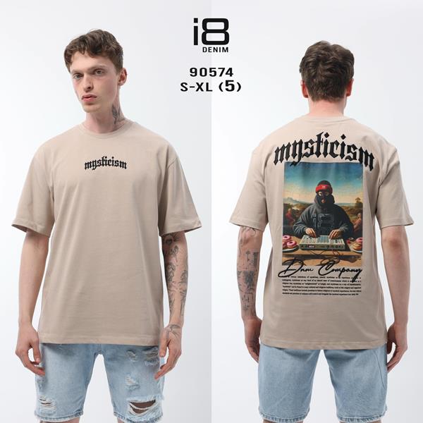 Футболка Three Black (S-XL) 90574 beige (лето)