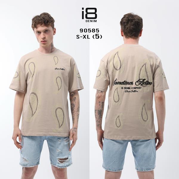Футболка Three Black (S-XL) 90585 beige (лето)