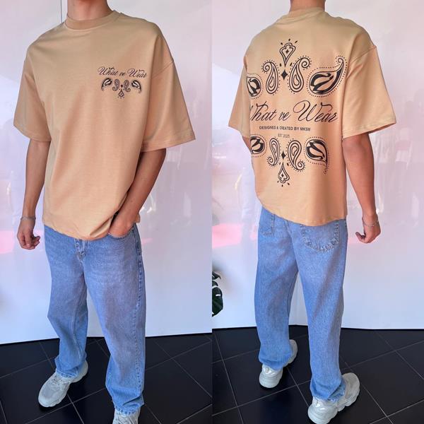 Футболка Three Black (S-2XL) 2006 beige (лето)