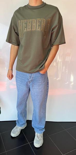 Футболка Three Black (S-2XL) 2023 khaki (лето)