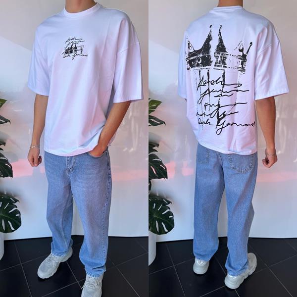 Футболка Three Black (S-XL) 2030 white (лето)