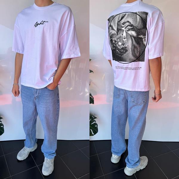 Футболка Three Black (S-XL) 2032 white (лето)