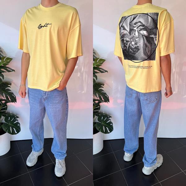 Футболка Three Black (S-XL) 2033 yellow (лето)