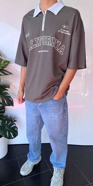 Футболка Three Black (S-XL) 2037 grey (лето)