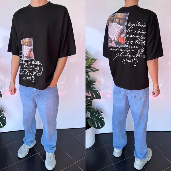 Футболка Three Black (S-XL) 2045 black (лето)