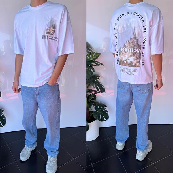 Футболка Three Black (S-XL) 2048 white (лето)