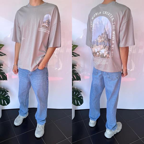 Футболка Three Black (S-XL) 2049 grey (лето)
