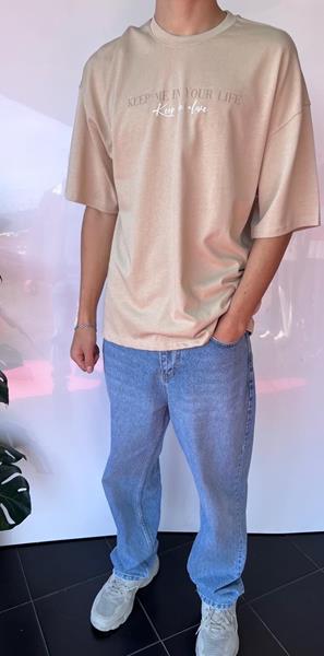 Футболка Three Black (S-XL) 2057 beige (лето)