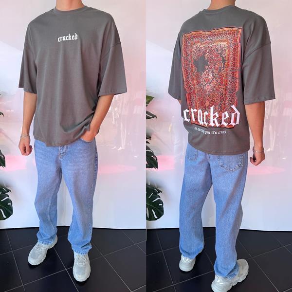 Футболка Three Black (S-XL) 2060 grey (лето)
