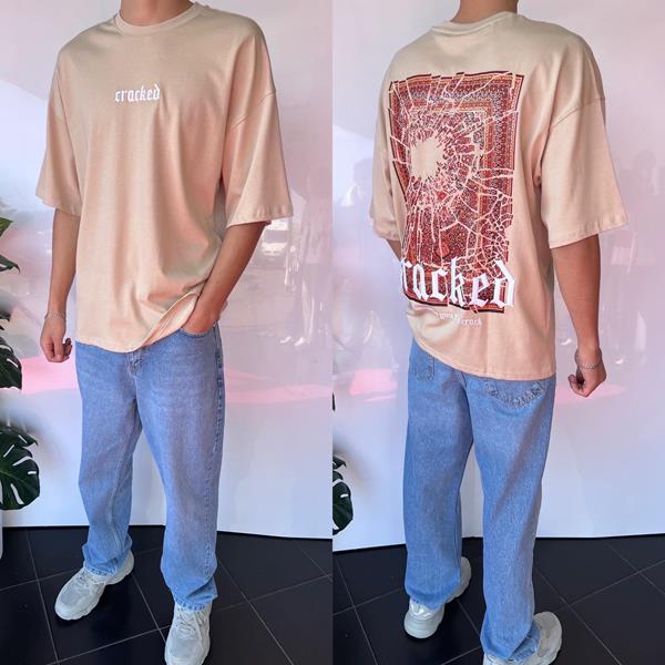Футболка Three Black (S-XL) 2062 beige (лето)