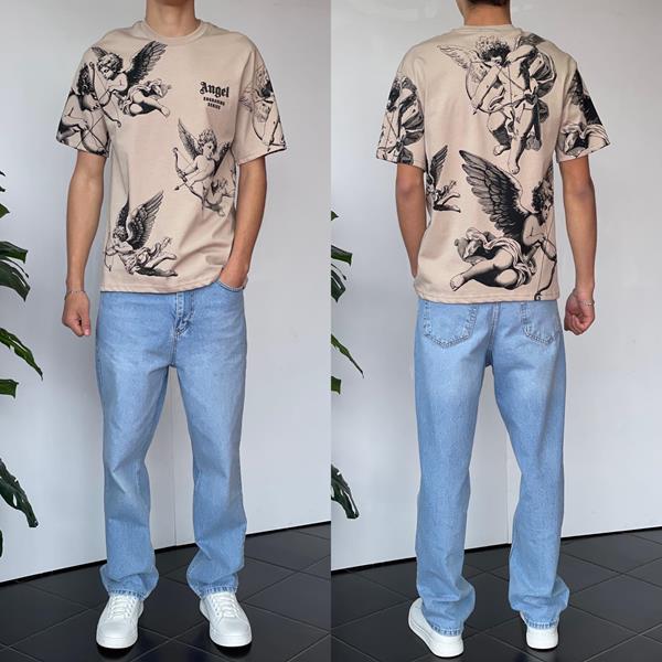 Футболка Three Black (S-XL) 2121 beige (лето)