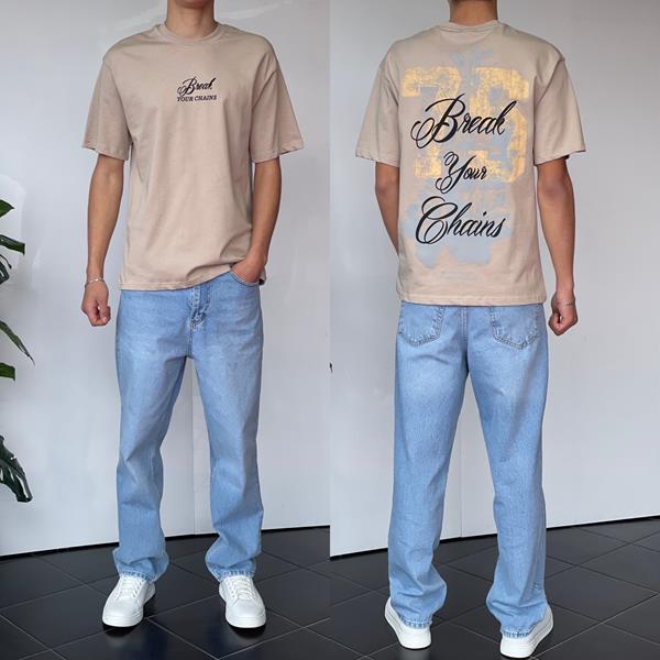 Футболка Three Black (S-XL) 2124 beieg (лето)