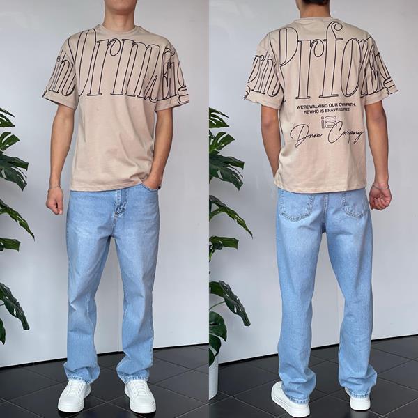 Футболка Three Black (S-XL) 2126 beige (лето)