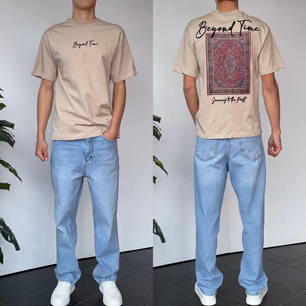 Футболка Three Black (S-XL) 2131 beige (лето)