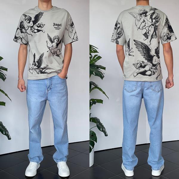 Футболка Three Black (S-XL) 2135 grey (лето)