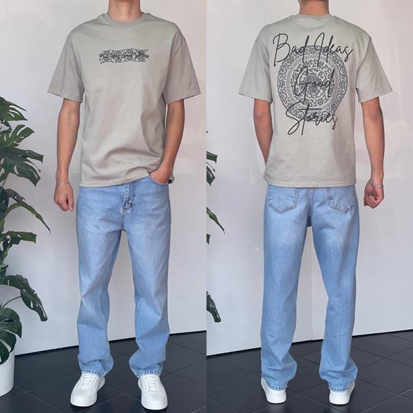 Футболка Three Black (S-XL) 2139 grey (лето)