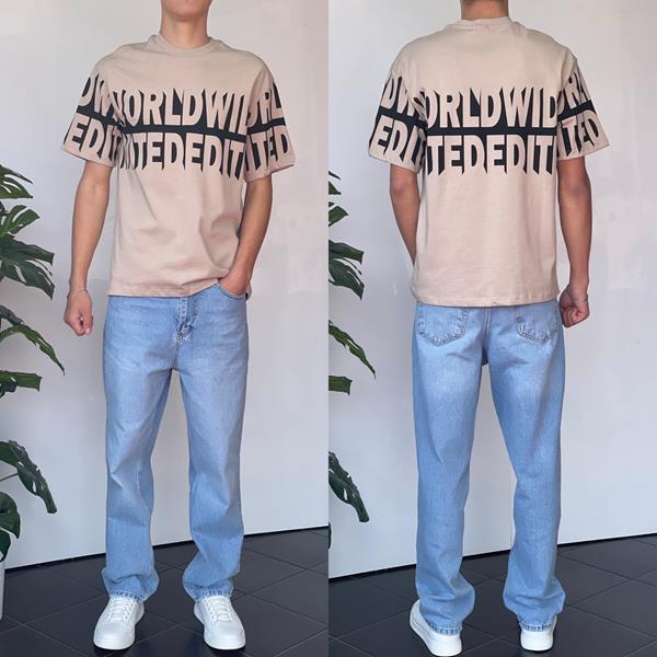 Футболка Three Black (S-XL) 2149 beige (лето)