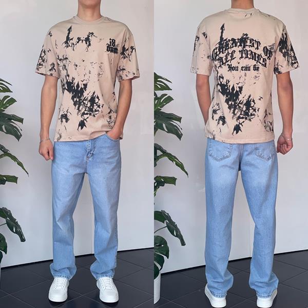 Футболка Three Black (S-XL) 2151 beige (лето)