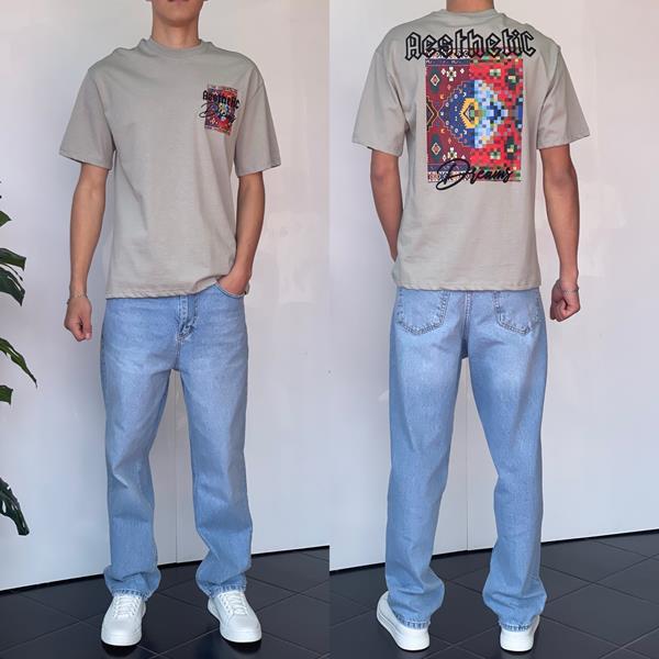 Футболка Three Black (S-XL) 2152 grey (лето)