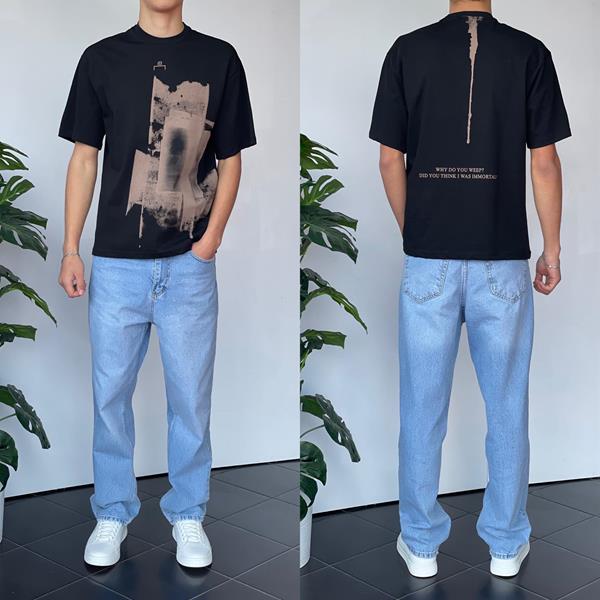 Футболка Three Black (S-XL) 2187 black (лето)