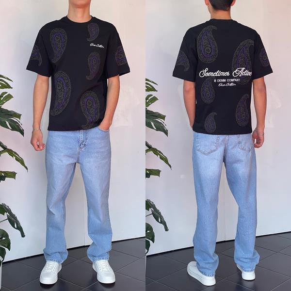 Футболка Three Black (S-XL) 2189 black (лето)