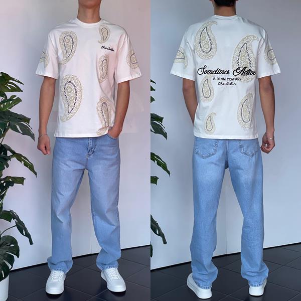 Футболка Three Black (S-XL) 2190 white (лето)