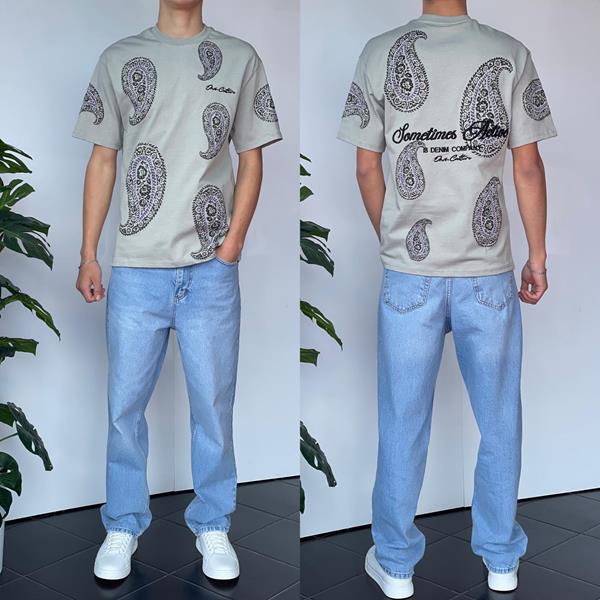 Футболка Three Black (S-XL) 2191 grey (лето)
