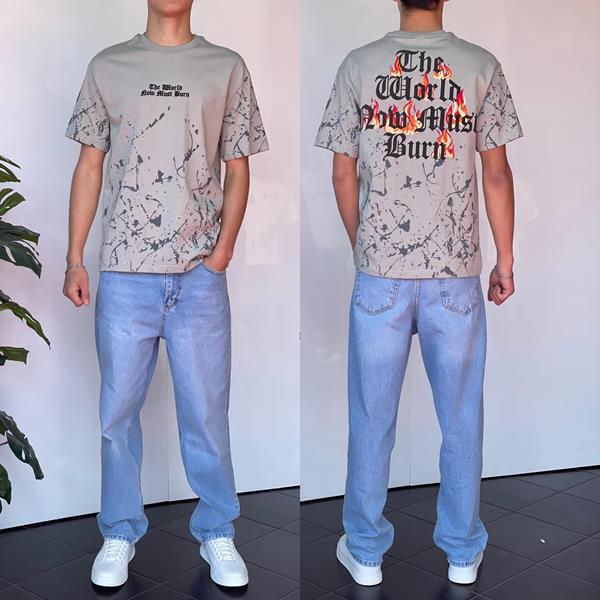 Футболка Three Black (S-XL) 2196 grey (лето)