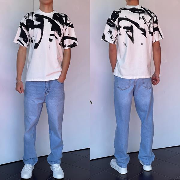 Футболка Three Black (S-XL) 2211 white (лето)