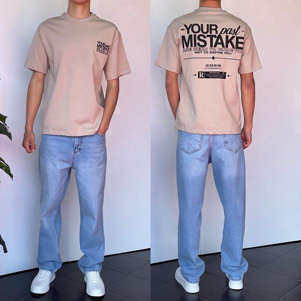 Футболка Three Black (S-XL) 2214 beige (лето)