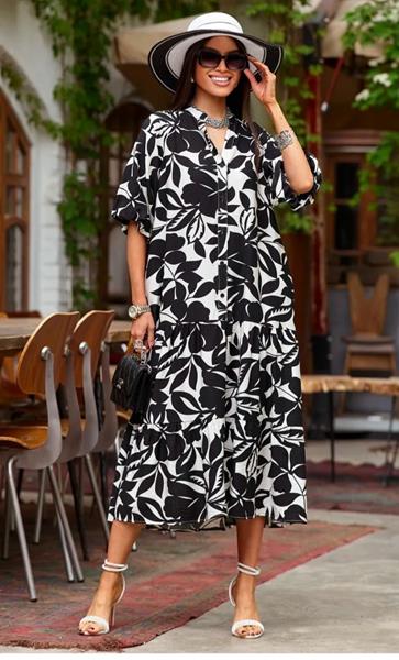 Платье Шаолинь (M-XL) V8814-1 black (лето)