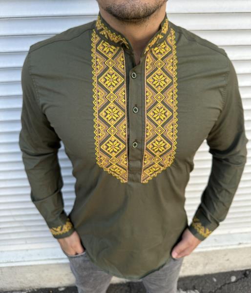 Вышиванка Nik (S-3XL) 55958 khaki (деми)