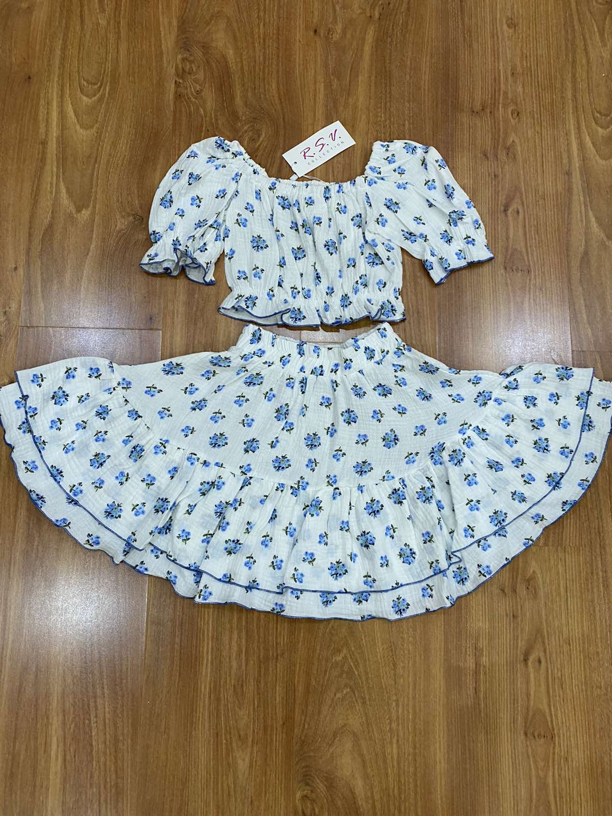 Платье Dingo (134-158) 299 white-l.blue (лето)