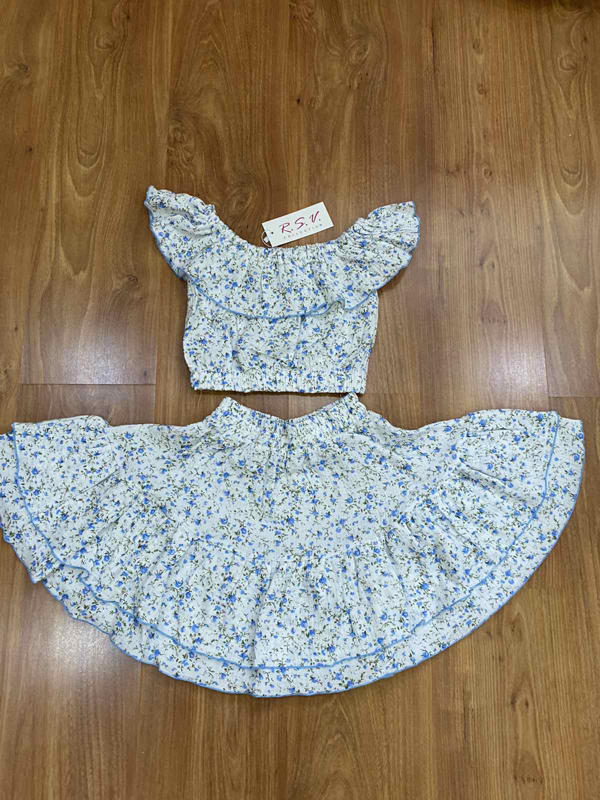 Платье Dingo (134-158) 300 white-blue (лето)