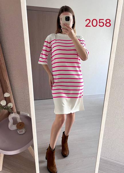 Платье FSN (44-48) 2058 white-pink (лето)