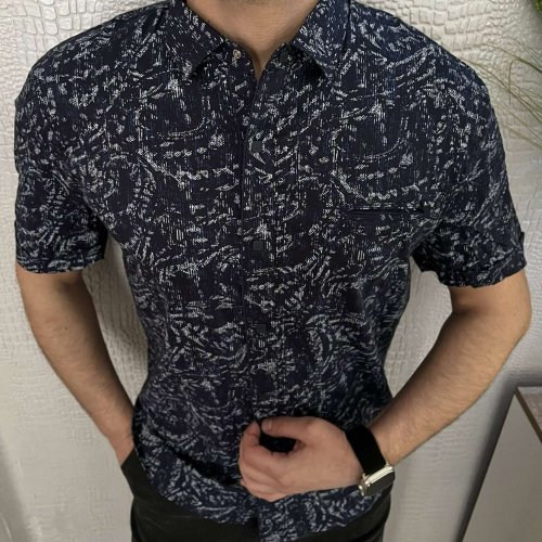 Рубашка Nik (L-2XL) 34423 navy (лето) Nik 34423 navy