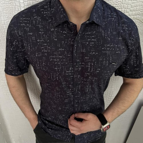 Рубашка Nik (L-2XL) 34426 navy (лето) Nik 34426 navy