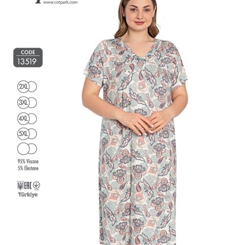 Ночнушка Disneyopt (2XL-5XL) 13519 grey (лето) Disneyopt 13519 grey